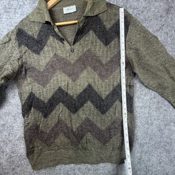 Vintage Rodes Sweater Men Green 90s Grunge Grandpa Retro Knit Cozy Cabin Italian - Picture 5 of 7